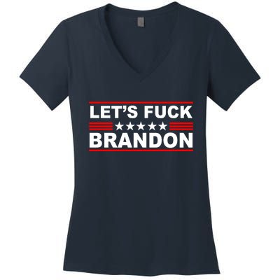 Let's F Brandon LGB FJB Funny Women's V-Neck T-Shirt