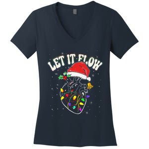 Letit Flows Cardiac Nurse Xmas Cardiology Nurse Christmas Women's V-Neck T-Shirt