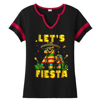 Lets Fiesta Cinco De Mayo Mexican Party Mexico Donkey Pinata Ladies Halftime Notch Neck Tee