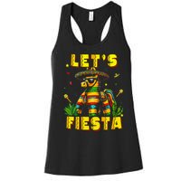 Lets Fiesta Cinco De Mayo Mexican Party Mexico Donkey Pinata Women's Racerback Tank