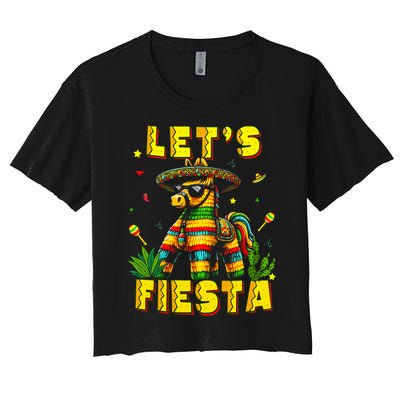 Lets Fiesta Cinco De Mayo Mexican Party Mexico Donkey Pinata Women's Crop Top Tee