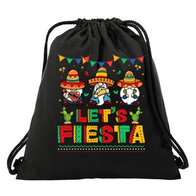 Lets Fiesta Cinco De Mayo Mexican Trio Gnomes Drawstring Bag