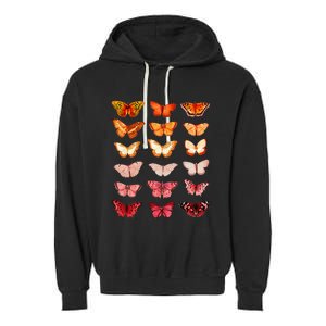 Lesbian Flag Color Butterfly Subtle Sapphic Pride Aesthetic Garment-Dyed Fleece Hoodie