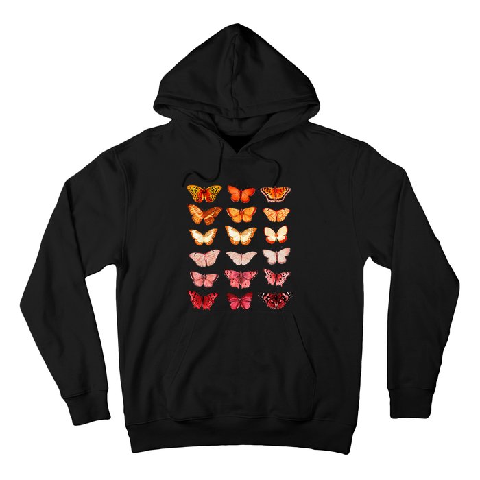 Lesbian Flag Color Butterfly Subtle Sapphic Pride Aesthetic Hoodie