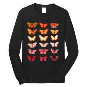 Lesbian Flag Color Butterfly Subtle Sapphic Pride Aesthetic Long Sleeve Shirt