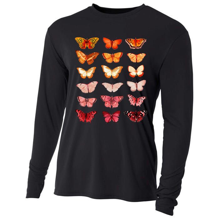 Lesbian Flag Color Butterfly Subtle Sapphic Pride Aesthetic Cooling Performance Long Sleeve Crew