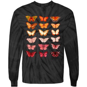 Lesbian Flag Color Butterfly Subtle Sapphic Pride Aesthetic Tie-Dye Long Sleeve Shirt