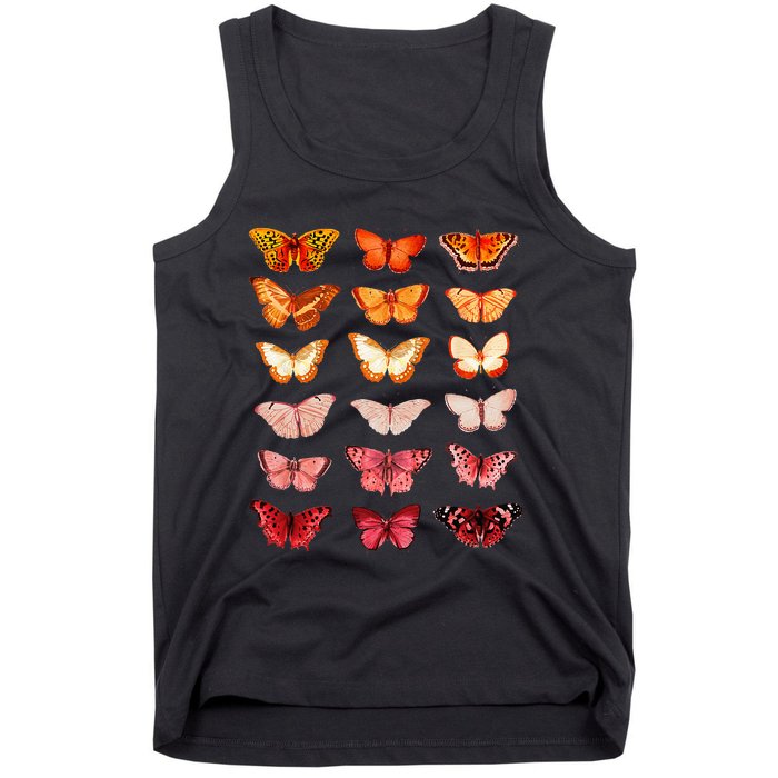 Lesbian Flag Color Butterfly Subtle Sapphic Pride Aesthetic Tank Top