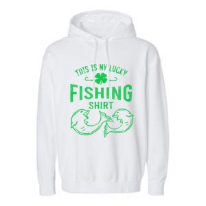 Lucky Fishing Cute Gift Funny Shamrock Fisher Gift Garment-Dyed Fleece Hoodie