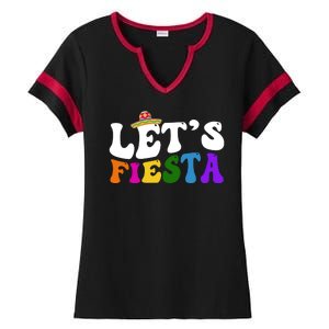 Lets Fiesta Cinco De Mayo Ladies Halftime Notch Neck Tee