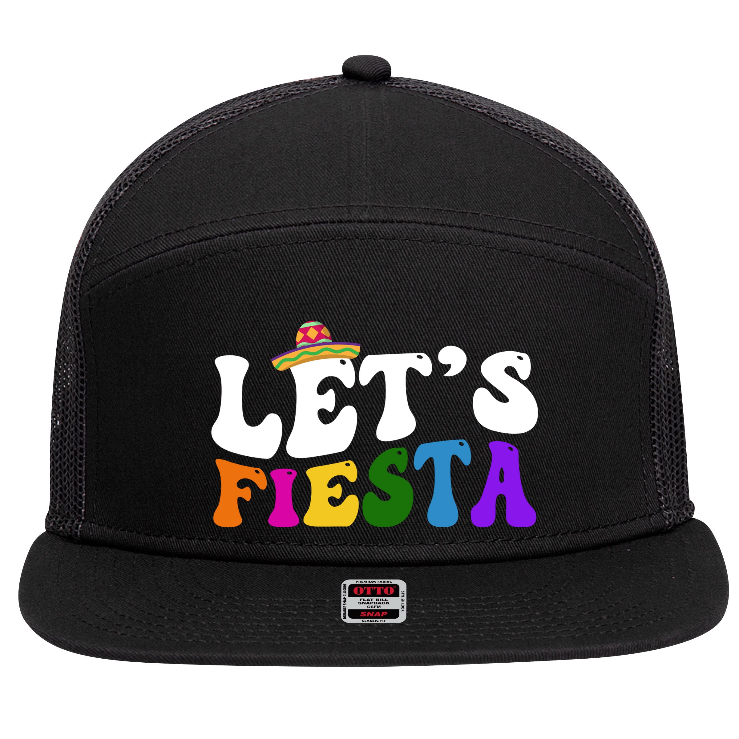 Lets Fiesta Cinco De Mayo 7 Panel Mesh Trucker Snapback Hat