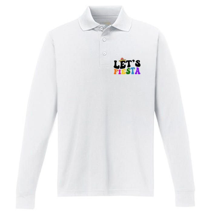 Lets Fiesta Cinco De Mayo Performance Long Sleeve Polo