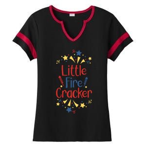 Little Fire Cracker Firecracker Patriotic 4th Of July Funny Gift Ladies Halftime Notch Neck Tee