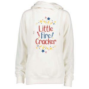 Little Fire Cracker Firecracker Patriotic 4th Of July Funny Gift Womens Funnel Neck Pullover Hood