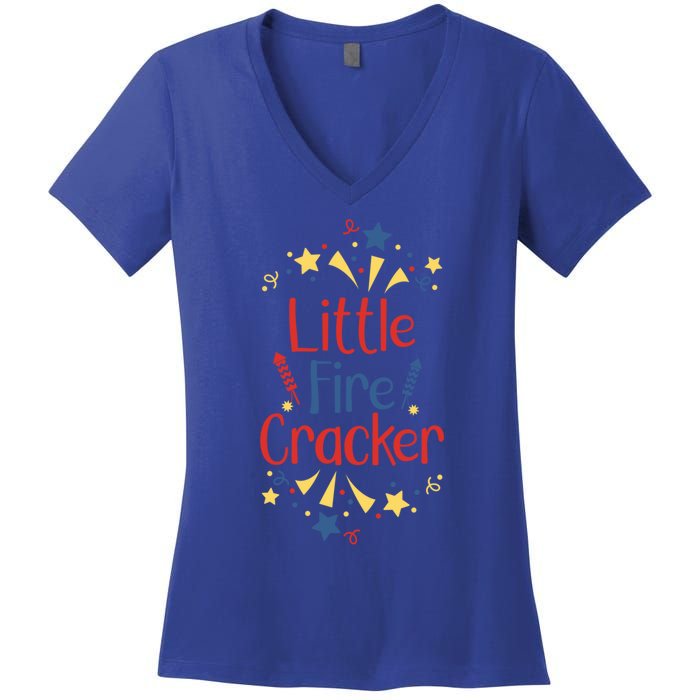 Little Fire Cracker Firecracker Patriotic 4th Of July Funny Gift Women's V-Neck T-Shirt