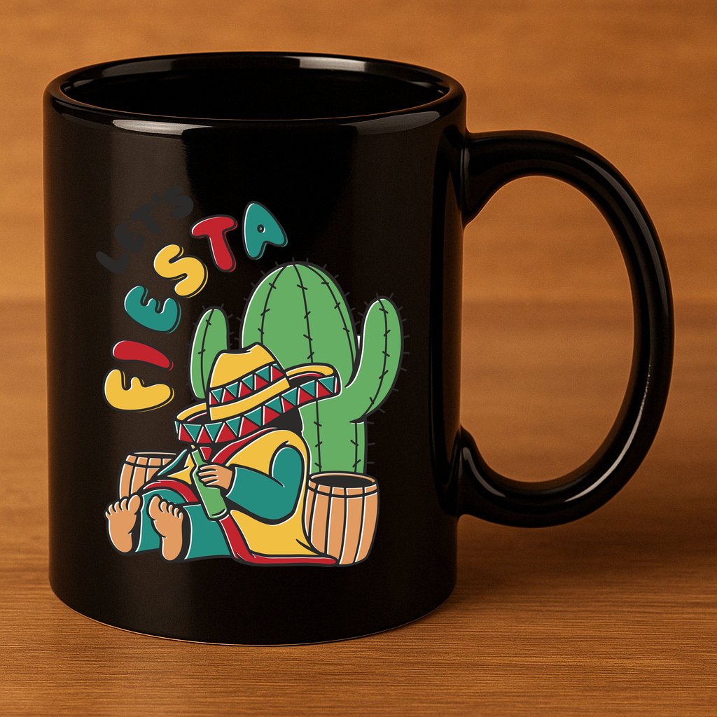 Let's Fiesta Cinco De Mayo 11oz C Handle Ceramic Mug