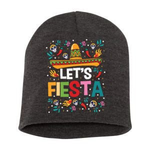 Lets Fiesta Cinco De Mayo Mexican Theme Party Guitar Lover Short Acrylic Beanie