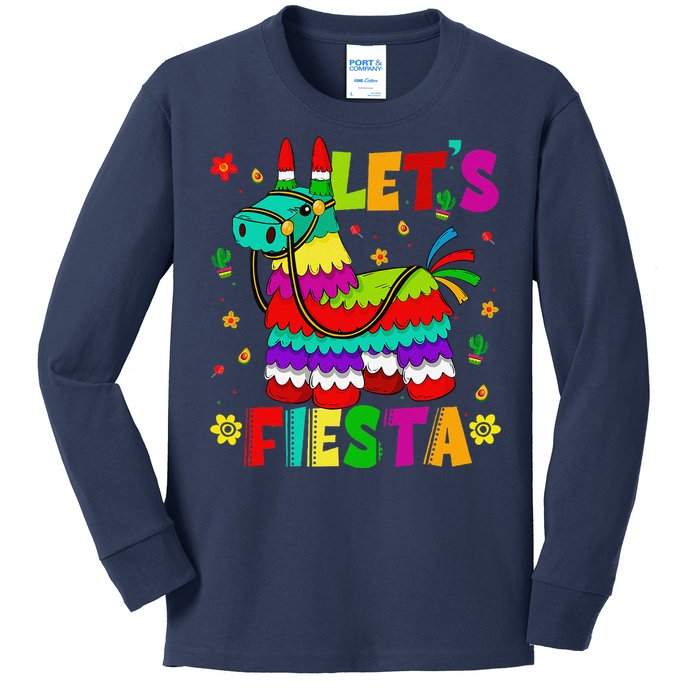 Lets Fiesta Cinco De Mayo Mexican Party Mexico Donkey Pinata Kids Long Sleeve Shirt