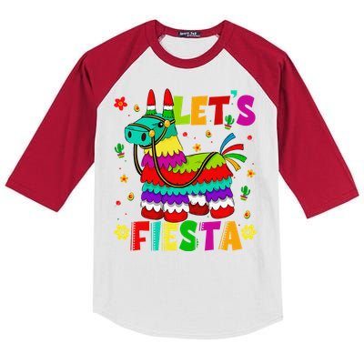 Lets Fiesta Cinco De Mayo Mexican Party Mexico Donkey Pinata Kids Colorblock Raglan Jersey