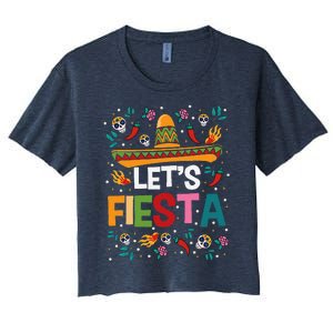 LetS Fiesta Cinco De Mayo Mexican Theme Party Guitar Lover Women's Crop Top Tee