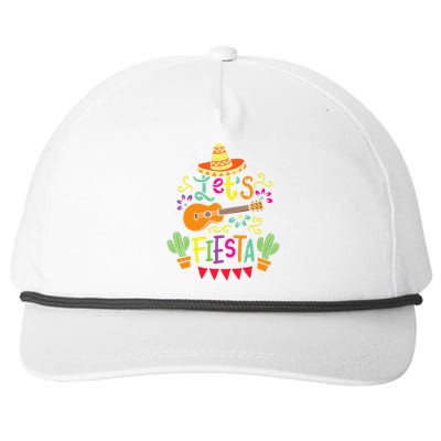 Lets Fiesta Cinco De Mayo Party Lets Fiesta Mexican Snapback Five-Panel Rope Hat