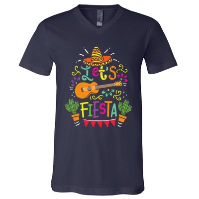 Lets Fiesta Cinco De Mayo Party Lets Fiesta Mexican V-Neck T-Shirt