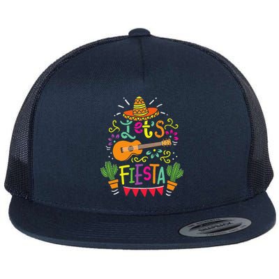 Lets Fiesta Cinco De Mayo Party Lets Fiesta Mexican Flat Bill Trucker Hat