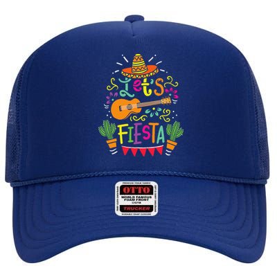 Lets Fiesta Cinco De Mayo Party Lets Fiesta Mexican High Crown Mesh Back Trucker Hat