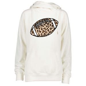 Leopard Football Cute Gift Womens Funnel Neck Pullover Hood