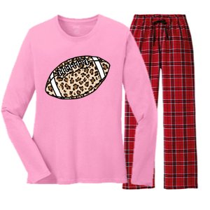 Leopard Football Cute Gift Women's Long Sleeve Flannel Pajama Set 