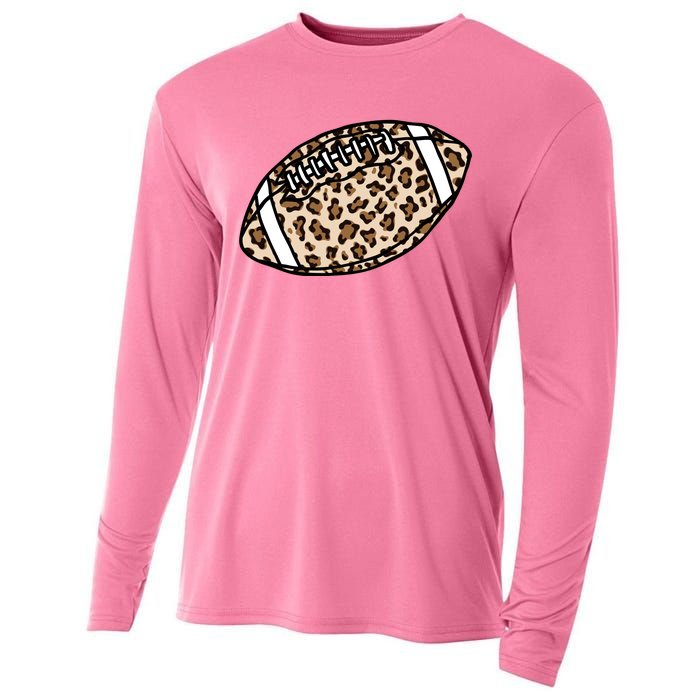 Leopard Football Cute Gift Cooling Performance Long Sleeve Crew