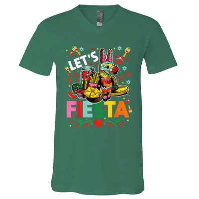 Let's Fiesta Cinco De Mayo Mexican Theme Party Guitar Lover V-Neck T-Shirt