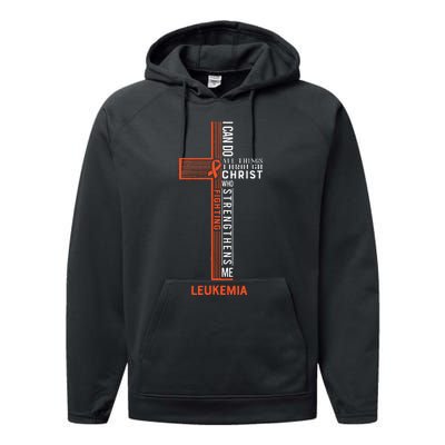 Leukemia Fight Cancer Ribbon (1) Performance Fleece Hoodie