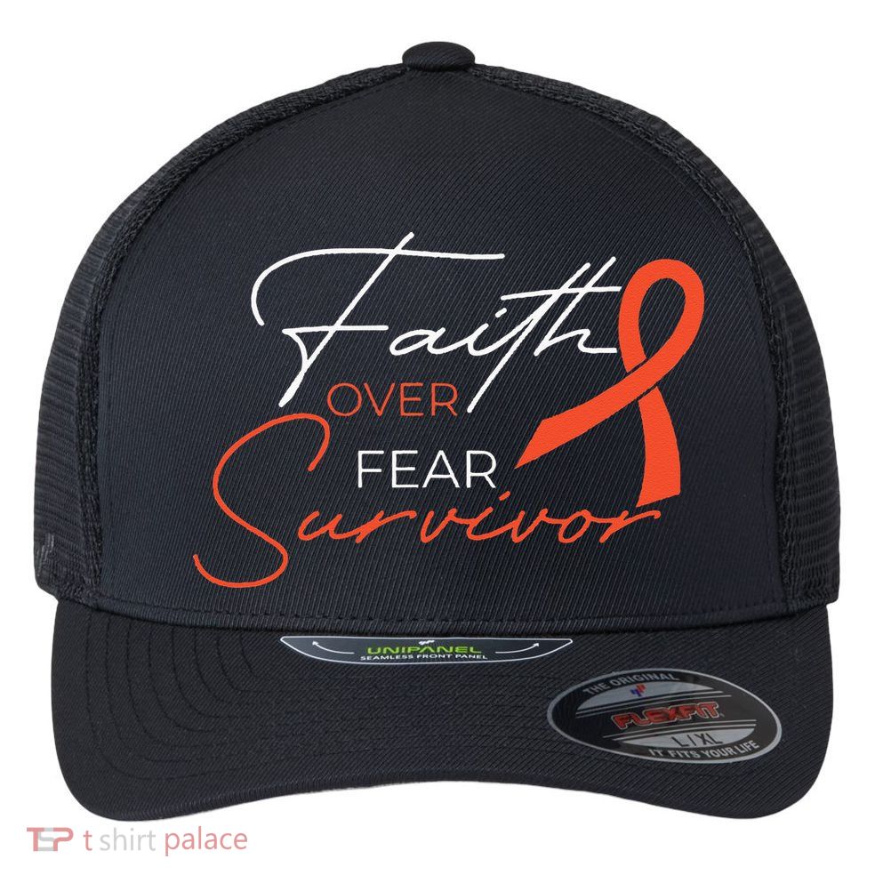 Leukemia Fight Cancer Ribbon Flexfit Unipanel Trucker Cap