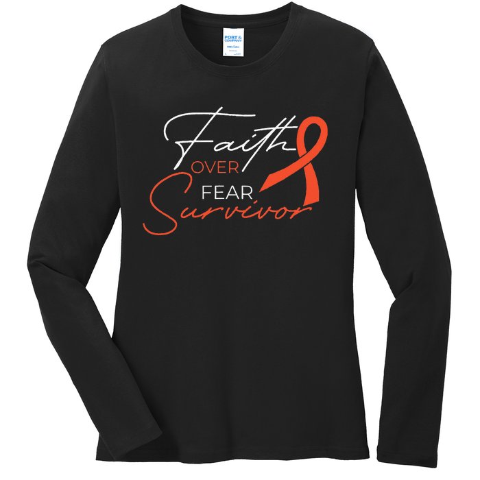 Leukemia Fight Cancer Ribbon Ladies Long Sleeve Shirt