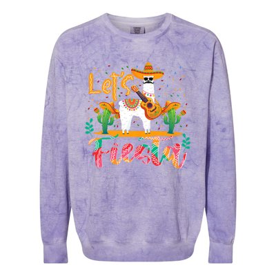 LetS Fiesta Cinco De Mayo Llama Lover Zookeeper Colorblast Crewneck Sweatshirt