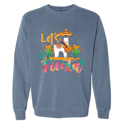 LetS Fiesta Cinco De Mayo Llama Lover Zookeeper Garment-Dyed Sweatshirt