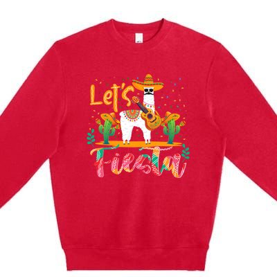 LetS Fiesta Cinco De Mayo Llama Lover Zookeeper Premium Crewneck Sweatshirt