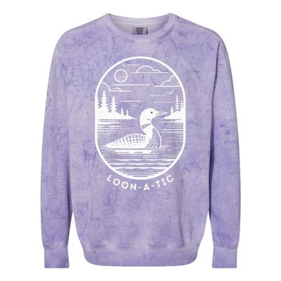 Loonatic Funny Common Loon Minnesota Lake Loon Colorblast Crewneck Sweatshirt