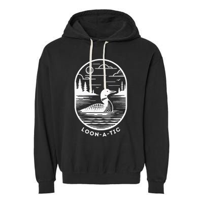 Loonatic Funny Common Loon Minnesota Lake Loon Garment-Dyed Fleece Hoodie