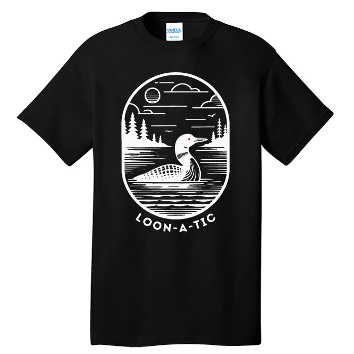 Loonatic Funny Common Loon Minnesota Lake Loon Tall T-Shirt