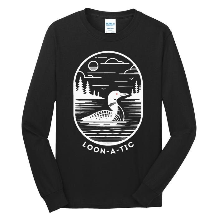 Loonatic Funny Common Loon Minnesota Lake Loon Tall Long Sleeve T-Shirt