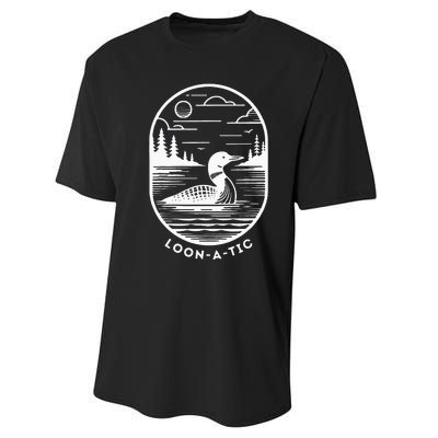 Loonatic Funny Common Loon Minnesota Lake Loon Performance Sprint T-Shirt