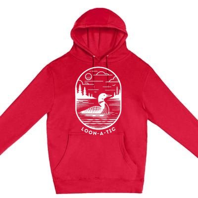 Loonatic Funny Common Loon Minnesota Lake Loon Premium Pullover Hoodie