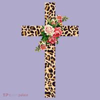 Leopard Flower Cross Colorblast Crewneck Sweatshirt