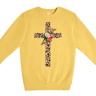 Leopard Flower Cross Premium Crewneck Sweatshirt