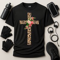 Leopard Flower Cross Cooling Performance Crew T-Shirt