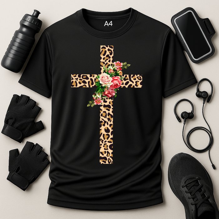 Leopard Flower Cross Cooling Performance Crew T-Shirt