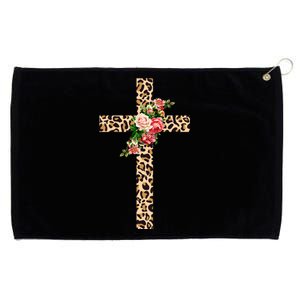 Leopard Flower Cross Grommeted Golf Towel