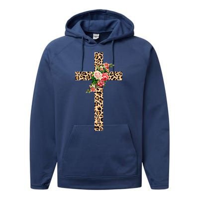 Leopard Flower Cross Performance Fleece Hoodie